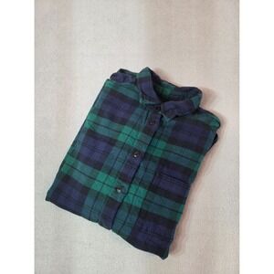 GAP Men's Small Green Navy Plaid Flannel Button Down Shirt Long Sleeve Casual